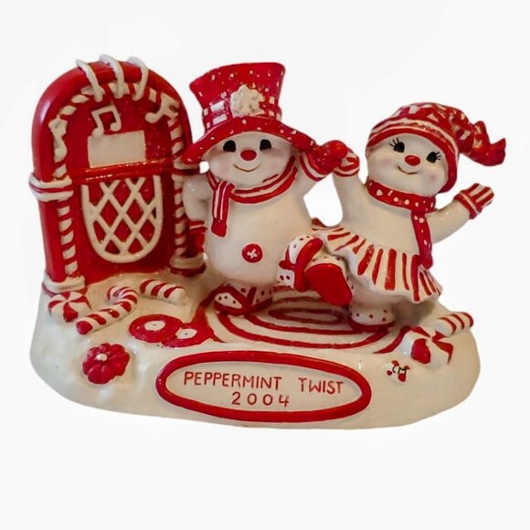Peppermint Twist Snowmen Dancing Nostalgic The Encore Group Christmas - Picture 1 of 3